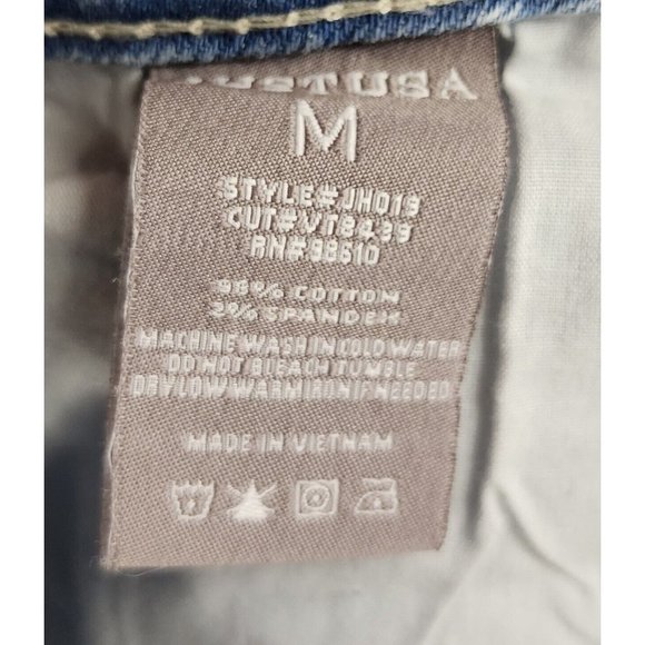 Just USA Shorts Womens Medium Blue Denim Preppy Frayed Ripped Distressed Pockets - Picture 11 of 11